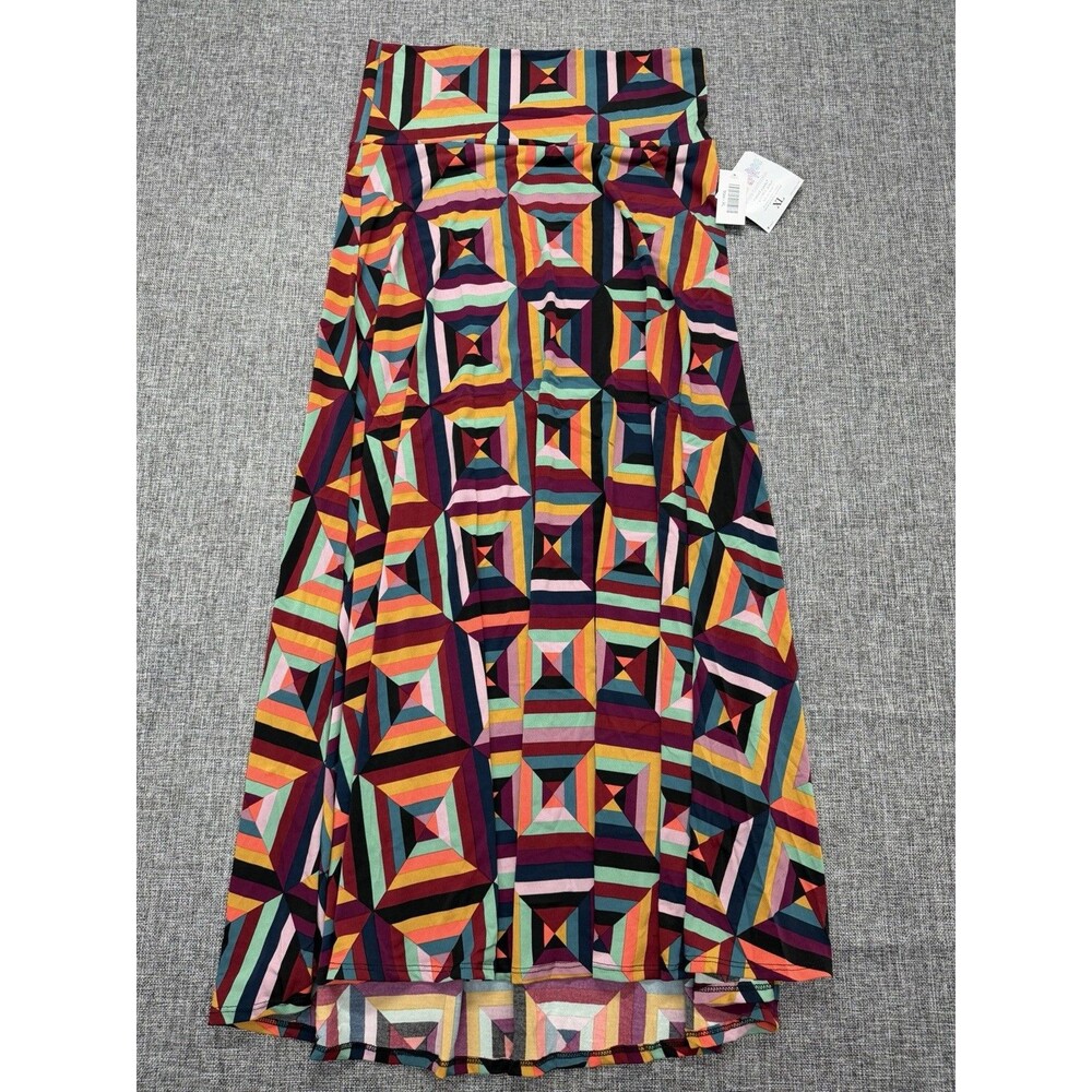 Lularoe NWT Maxi Skirt Multicolor Geometric Sz XL